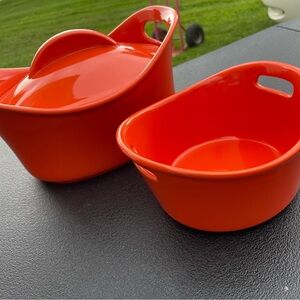 Rachel Ray Orange set of 2 covered dutch over casserole dishes 2qt 3.5qt